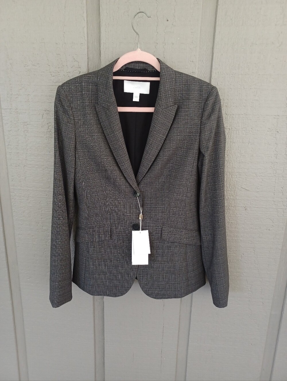 Boss Julea Wool Blend Blazer Size 4 Women Quiet Luxury Long Sleeve Notch Lapel